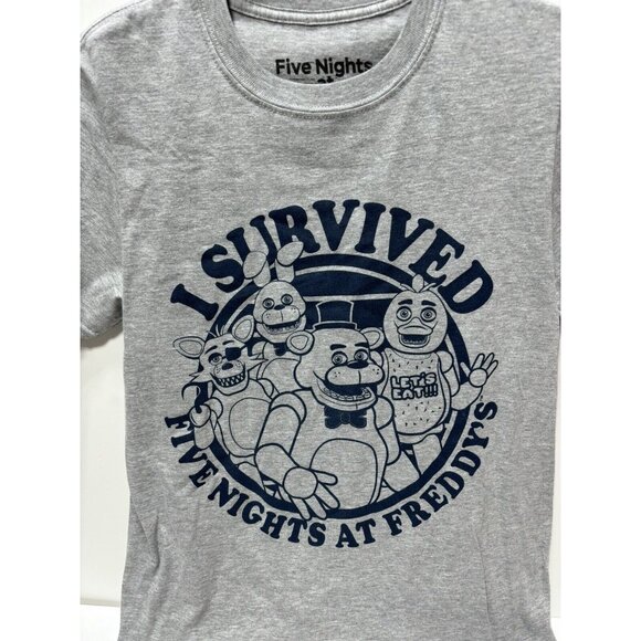 Five Nights at Freddys Graphic T-Shirt "I Survived FNAF" , Grey, Size Small, GUC - Picture 2 of 7